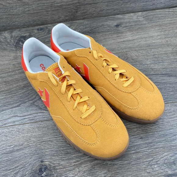 Converse Star Trainer Suede Sneaker Gold Orange Men's 8.5 Casual Shoes - Picture 8 of 15